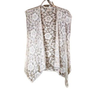 Charlotte Russe Short Sleeve White Lacy Cover Cardigan in size M